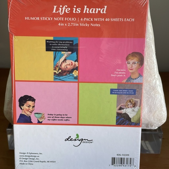 StyleLife Life is Hard Sticky Note Folio Hardcover - Picture 2 of 2